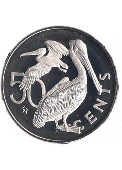 ISOLE VERGINI BRITANNICHE 50 Cents 1974 Fondo Specchio